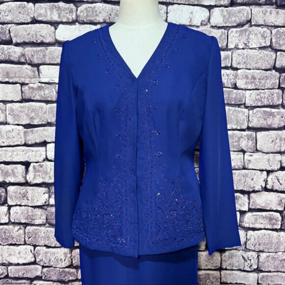 R&M Richards Blue Skirt Suit Size 10P